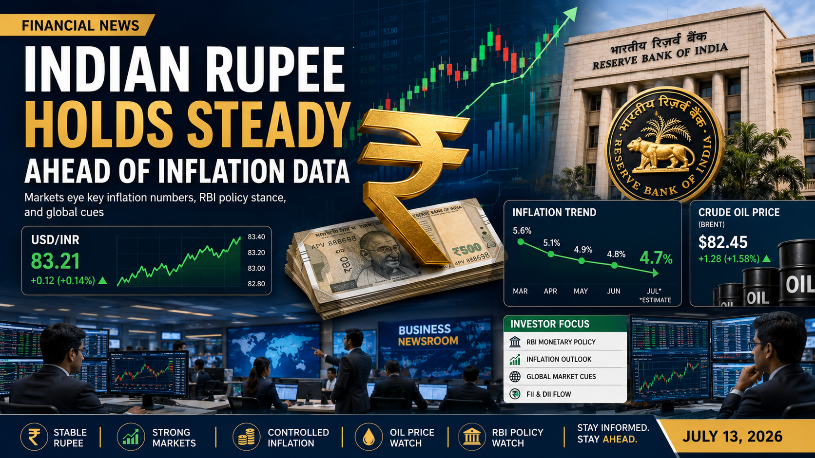 Indian Rupee Holds Steady as Investors Await Inflation Data and Global Market Signals