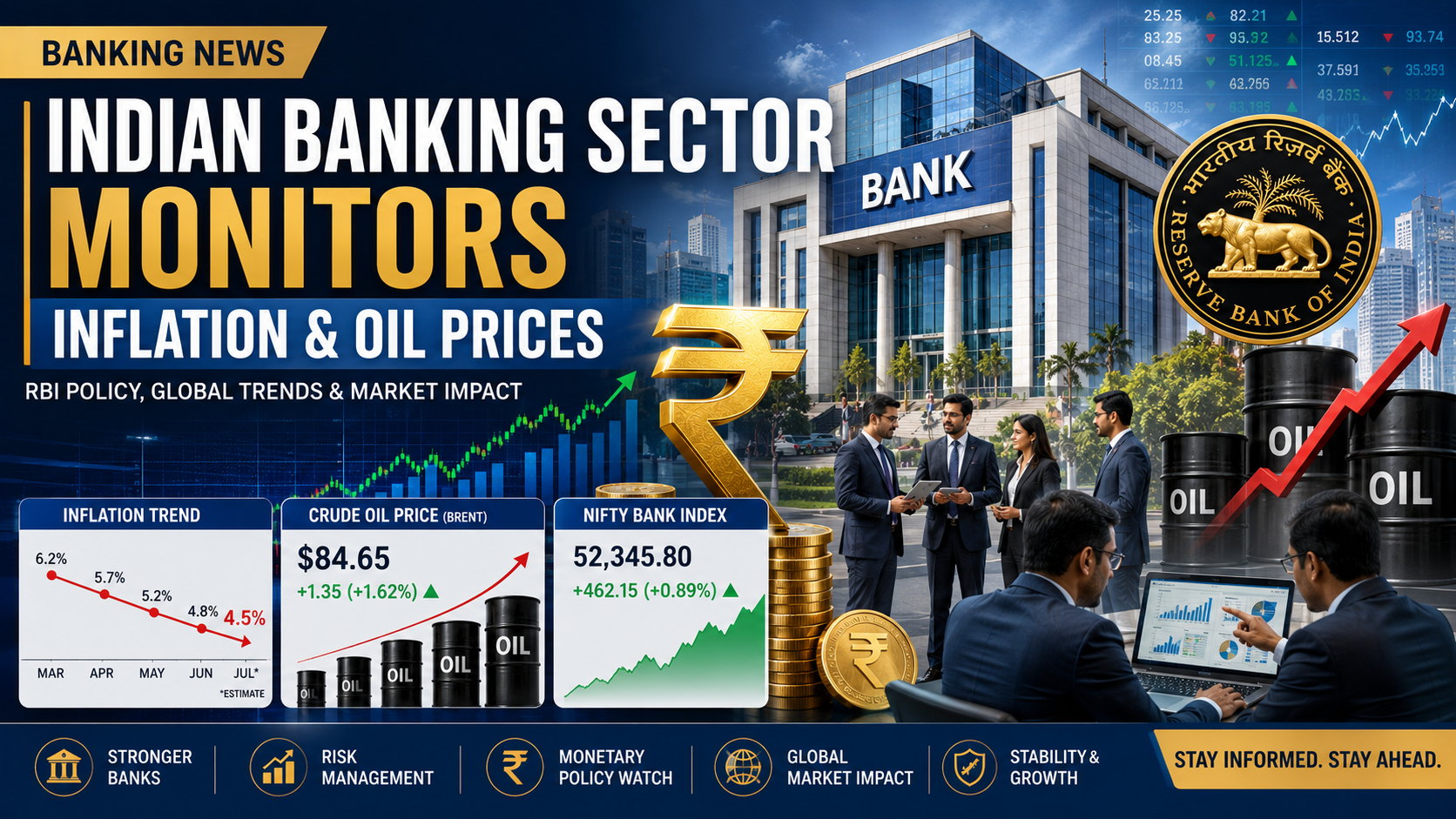 Indian Banks Monitor Inflation and Global Oil Prices as Markets Await Key Economic Data