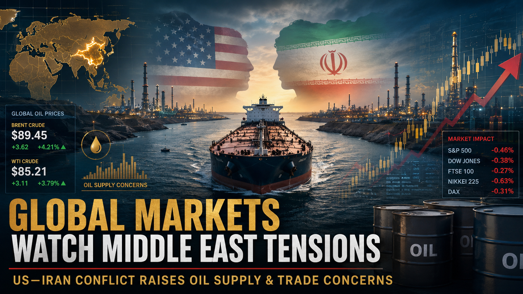 Global Markets Closely Monitor Middle East Tensions as US–Iran Conflict Raises Oil Supply Concerns