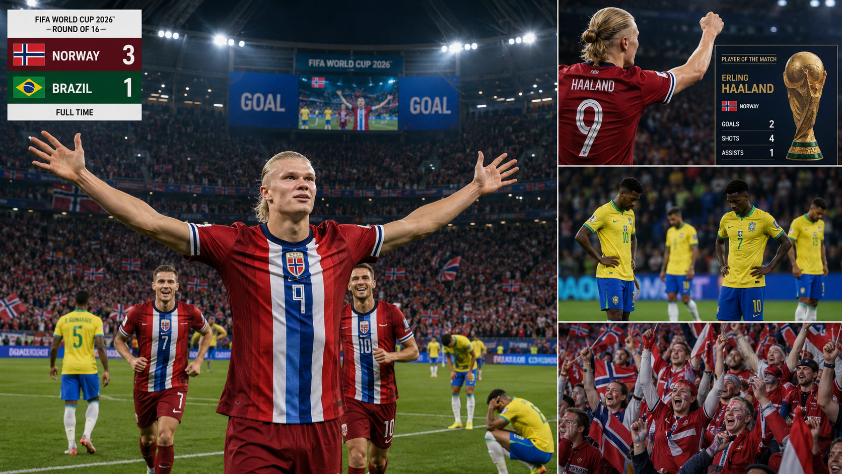 Norway Stuns Brazil 2–1 to Reach FIFA World Cup 2026 Quarter-Finals for the First Time