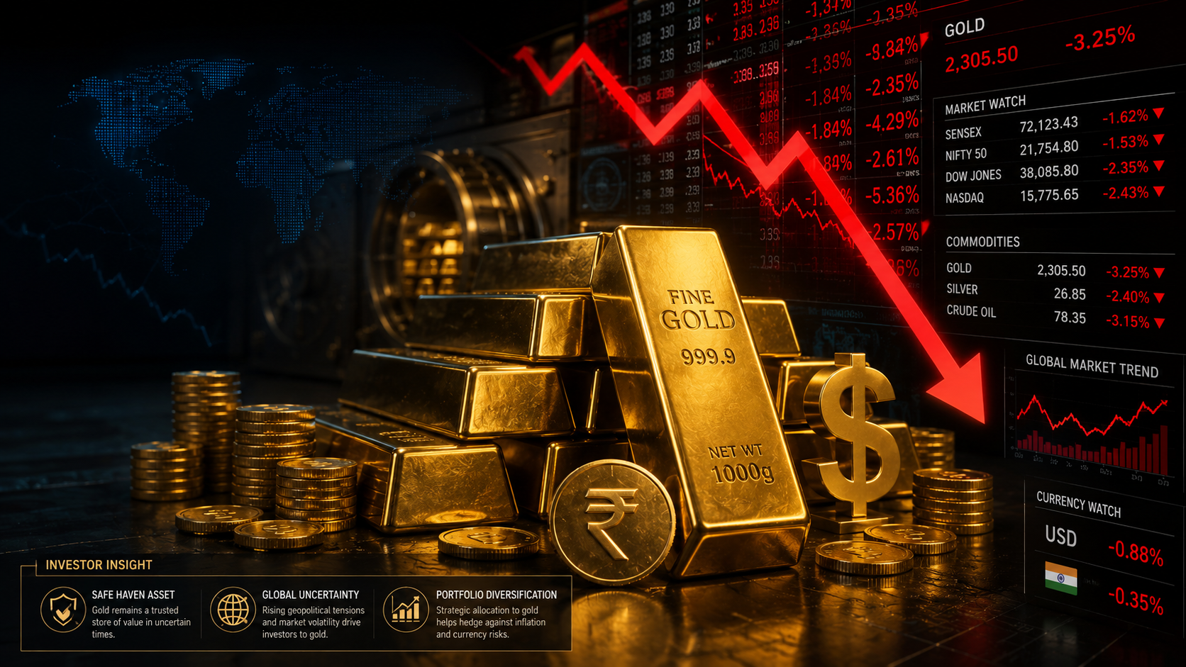 Gold Prices Record Biggest Monthly Fall Since 2008: What It Means for Investors and India’s Bullion Market