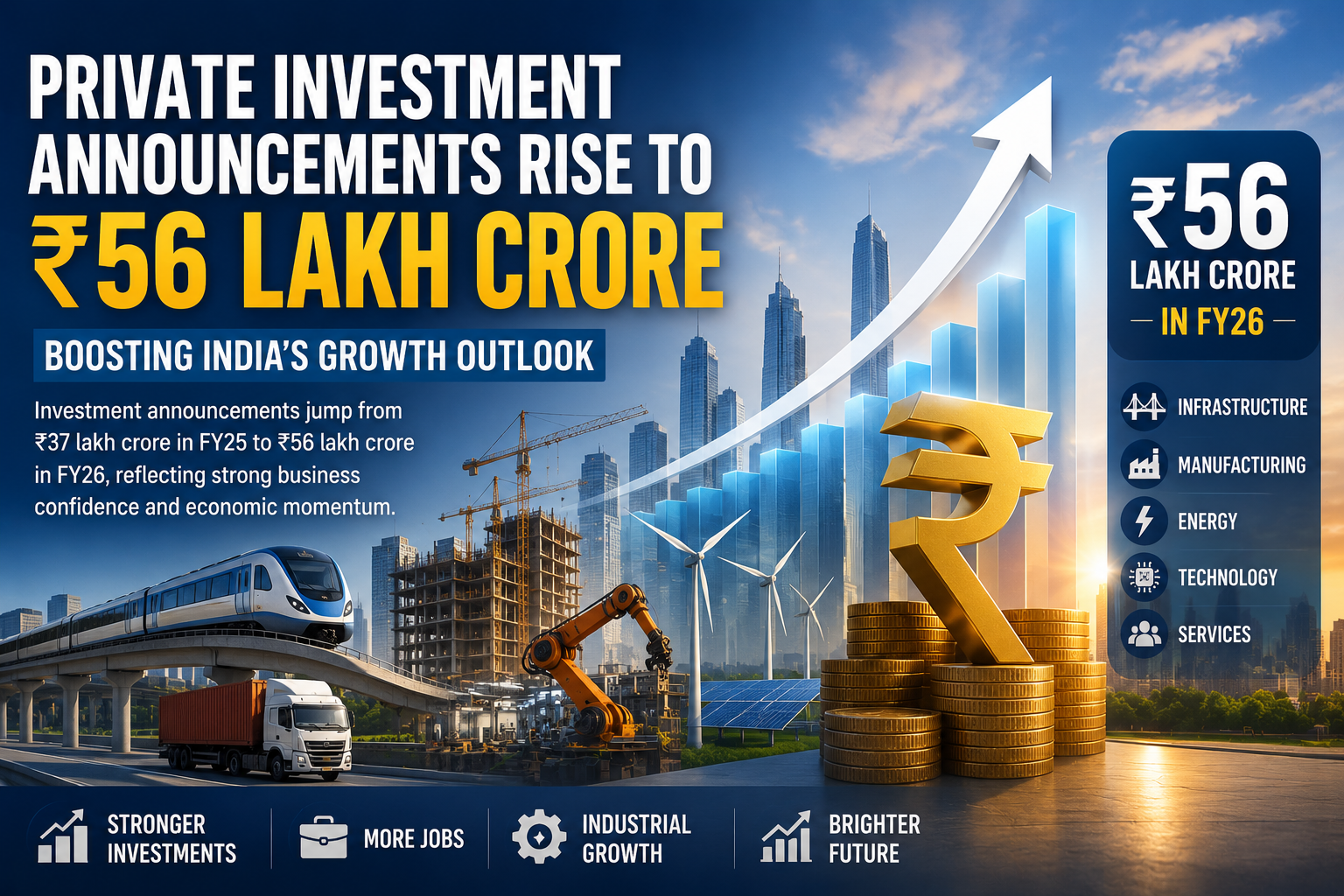 Private Investment Announcements Rise to ₹56 Lakh Crore, Boosting India’s Growth Outlook
