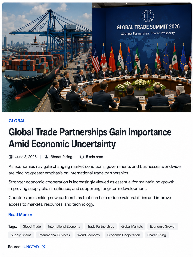 Global Trade Partnerships Gain Importance Amid Economic Uncertainty