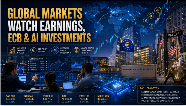 Global Markets Focus on US Earnings, ECB Signals and AI Investments This Week